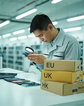 image of man inspecting device