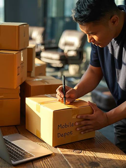 image of man packing parcels
