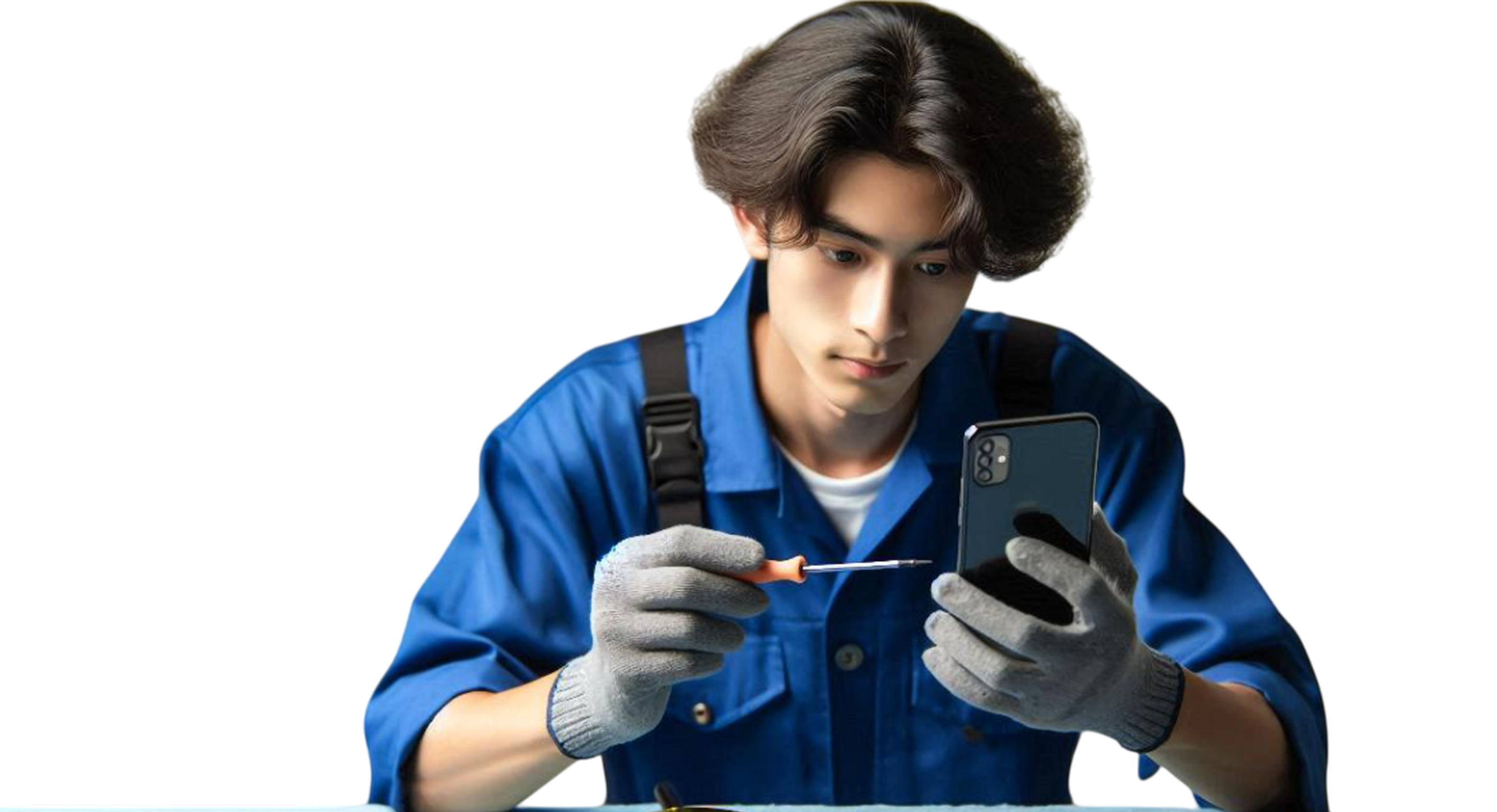 Mobile phone being inspected for diagnostics
