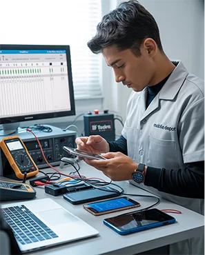 image of mobiles being tested