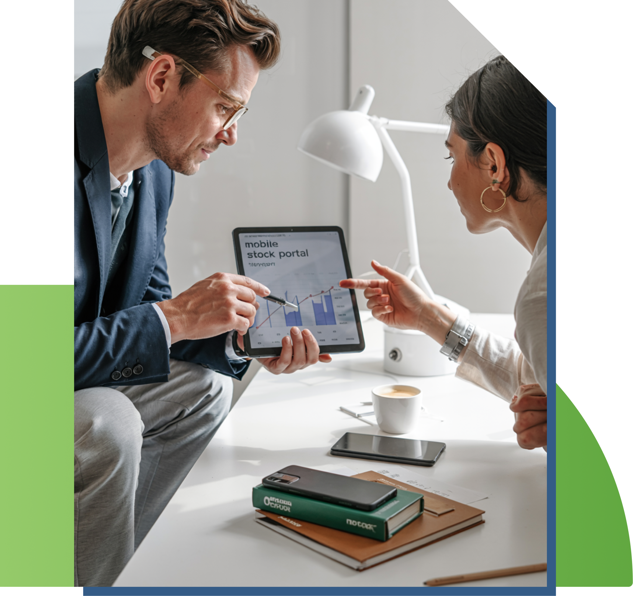 image of man and woman checking analytics
