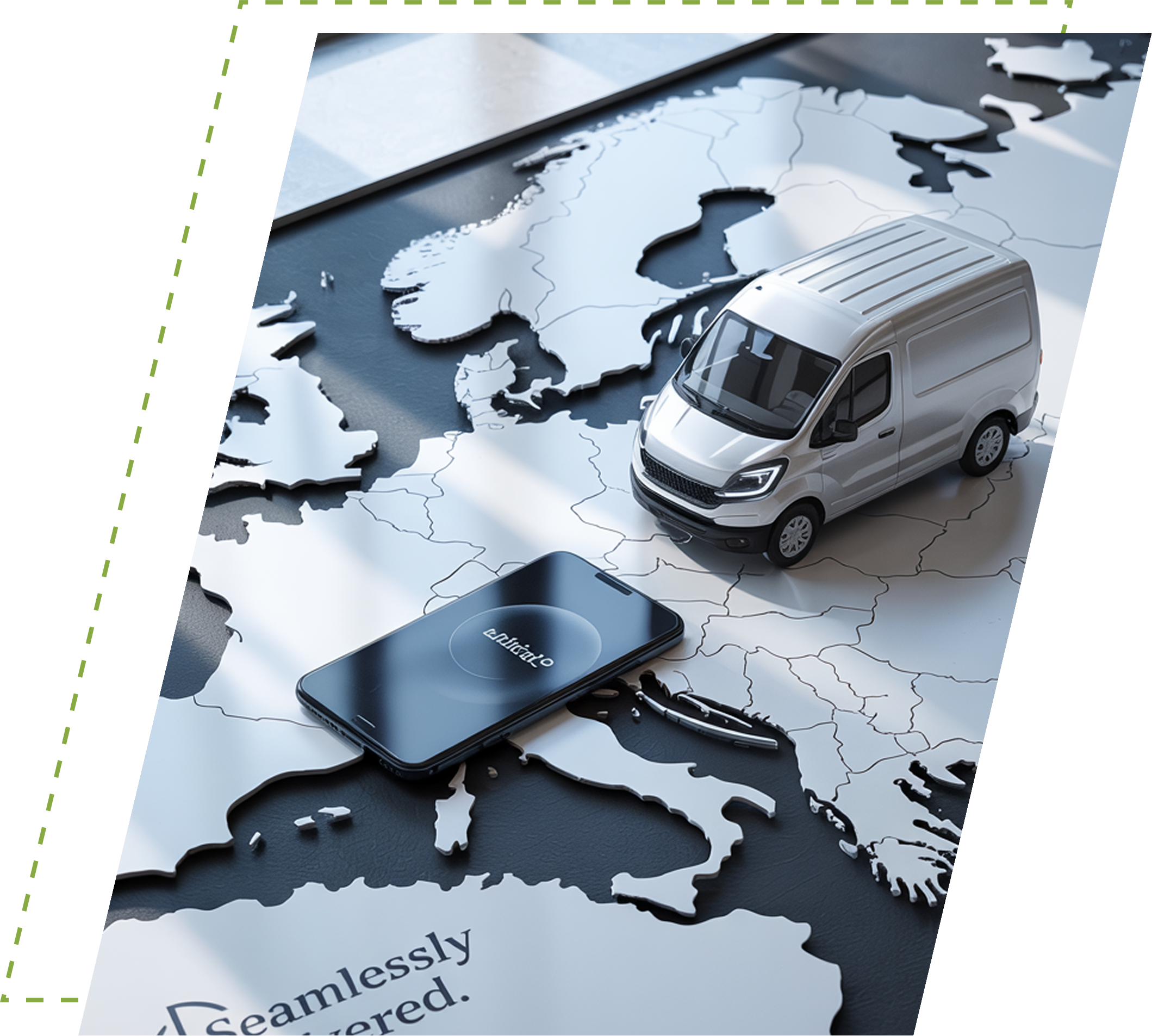 image of van on the map with mobile