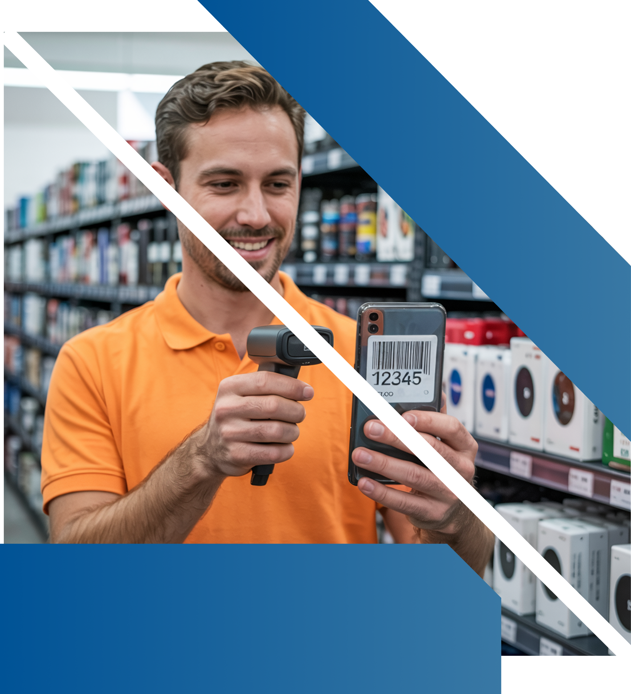 image of man holding scanner machine