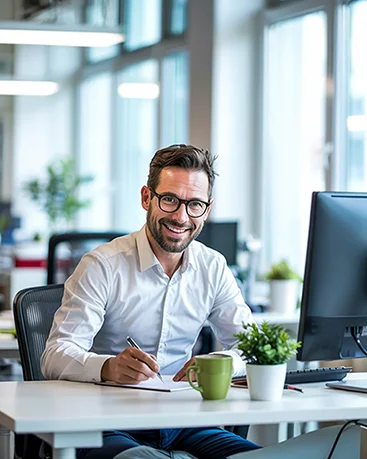 image of business man laughing