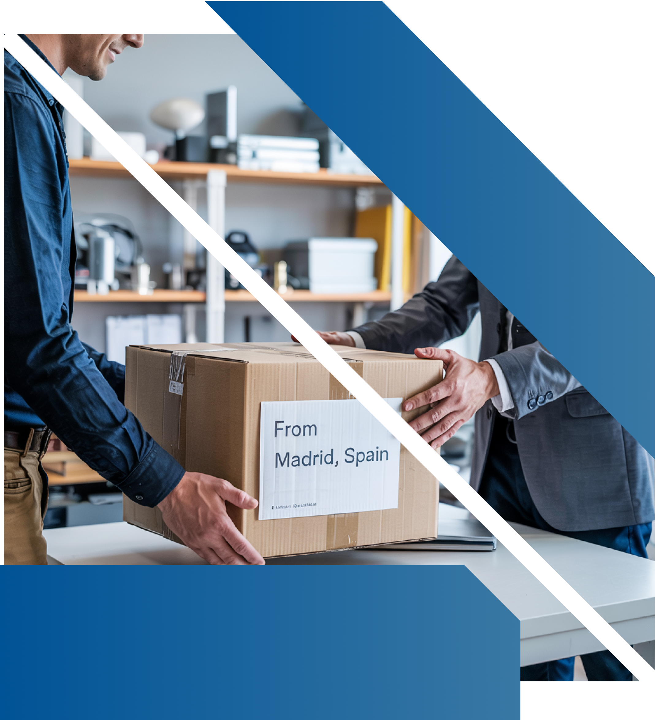 image of man holding box