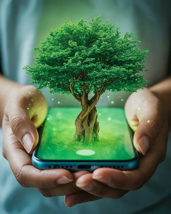 image of 3d tree in mobile