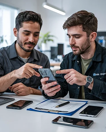 image of two man checking mobile